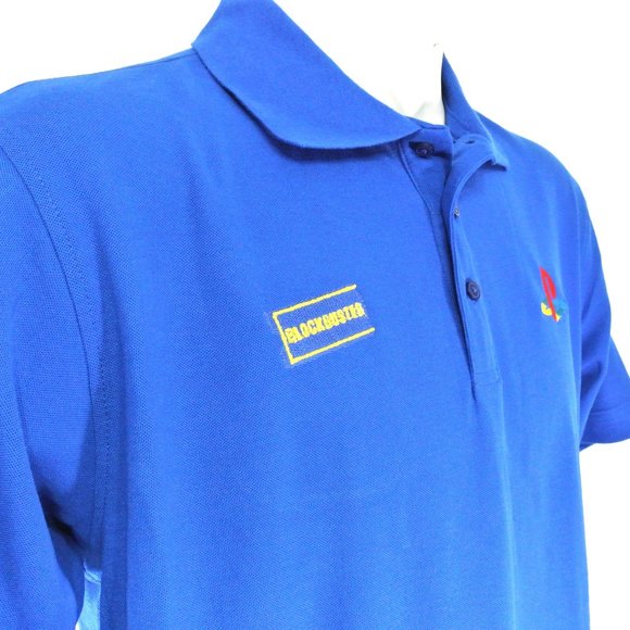 BLOCKBUSTER VIDEO Sony Playstation Vintage Employee Uniform Shirt Blue S Small - Picture 5 of 10
